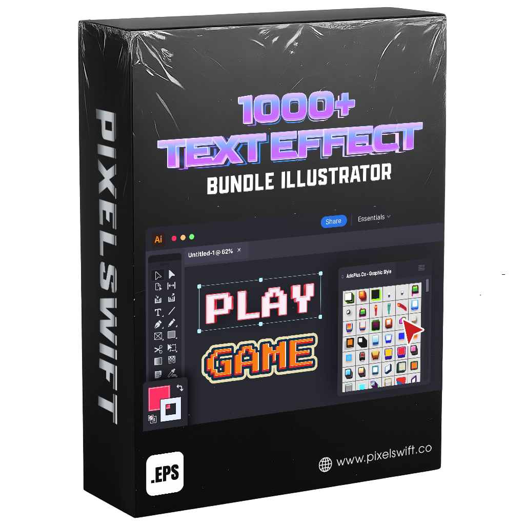 1000+ Premium Illustrator Texts & Styles Effects, Editable, Bundle Vol-1