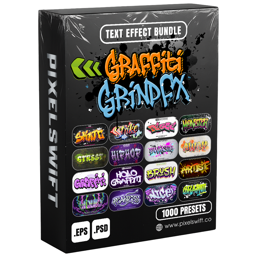 Graffiti Grind FX – 1000+ Editable Graffiti, Urban, & Street Text Effects (PSD + EPS)