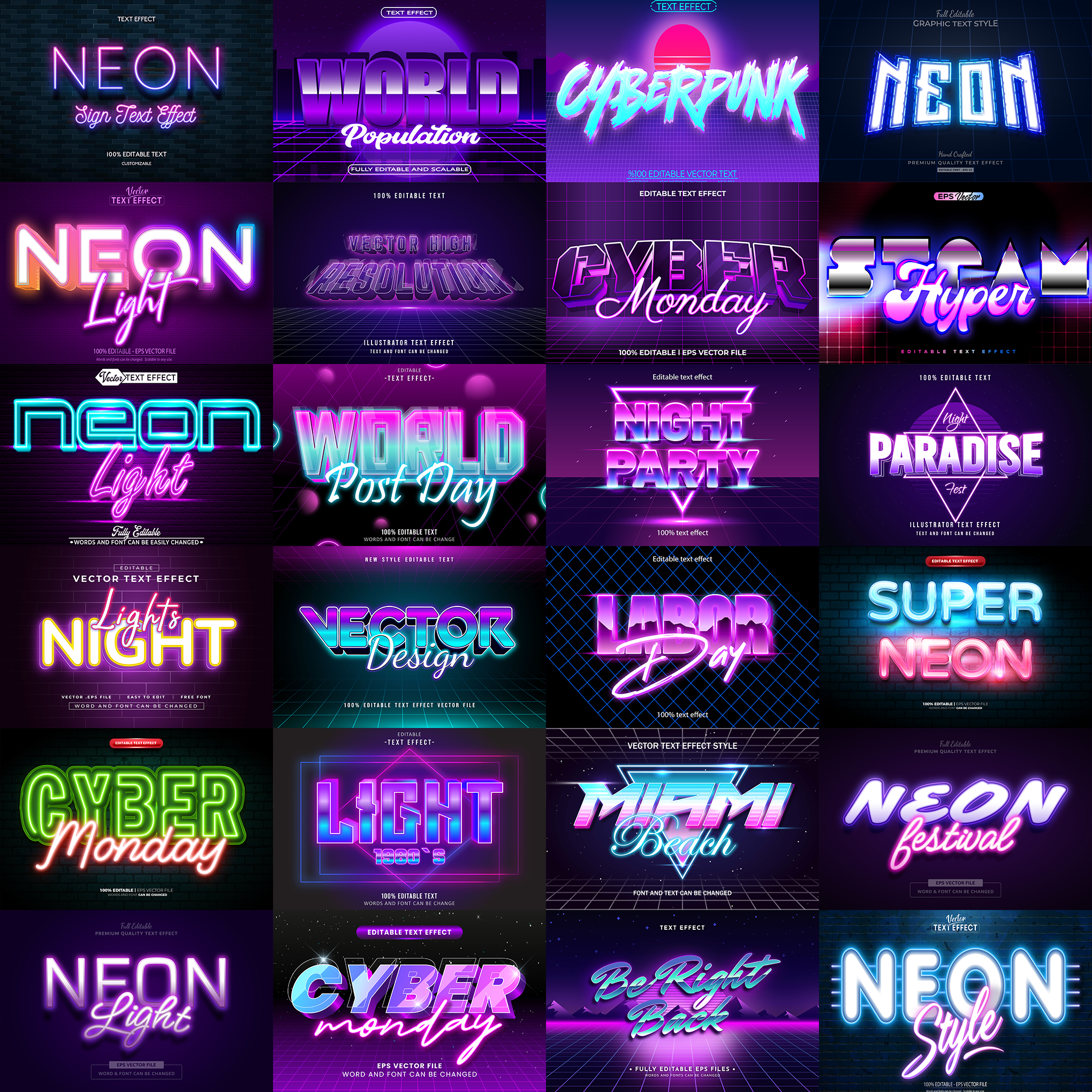 RetroWave FX – 1000+ Editable 80s, Synthwave, and Neon Text Effects (P ...
