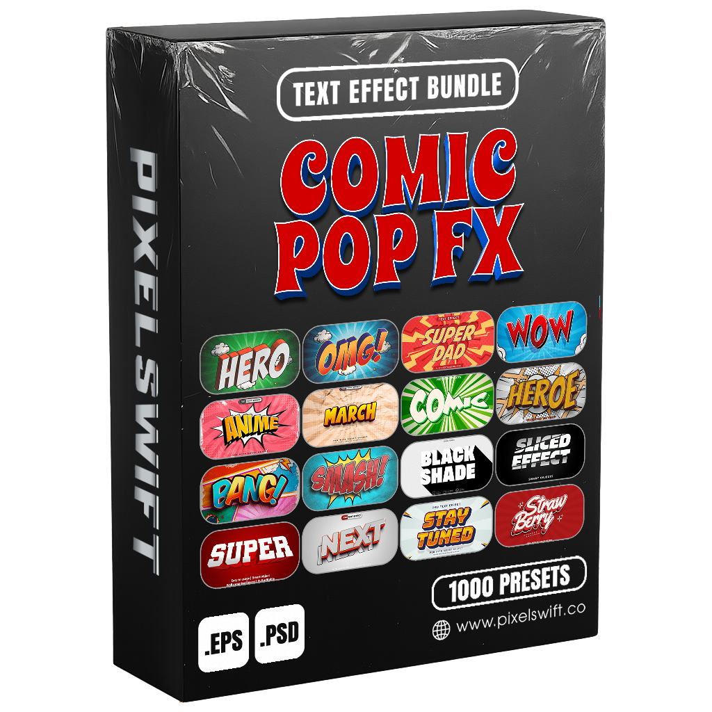 Comic Pop FX – 1000+ Editable Comic, Cartoon, & Bold Text Effects (PSD + EPS)