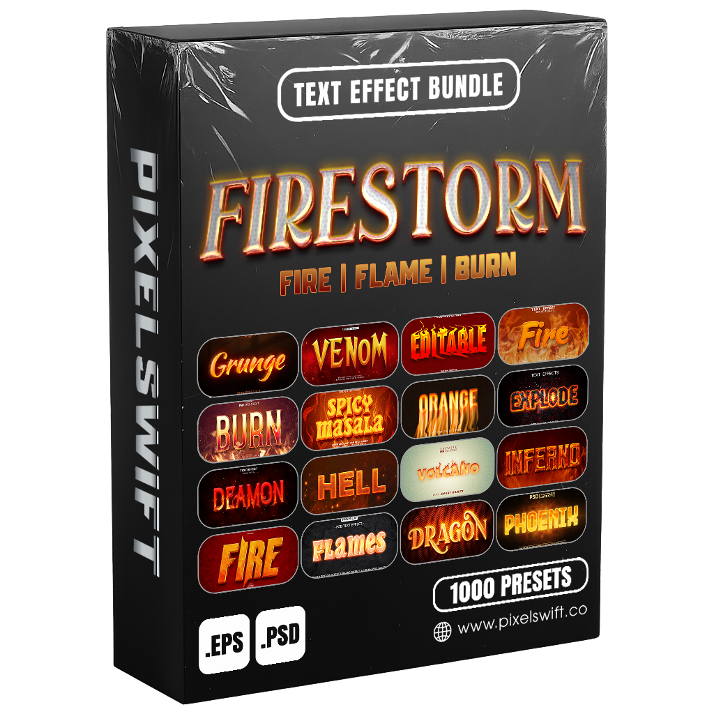 Firestorm FX – 1000+ Editable Fire, Flame & Burn Text Effects (PSD + EPS)