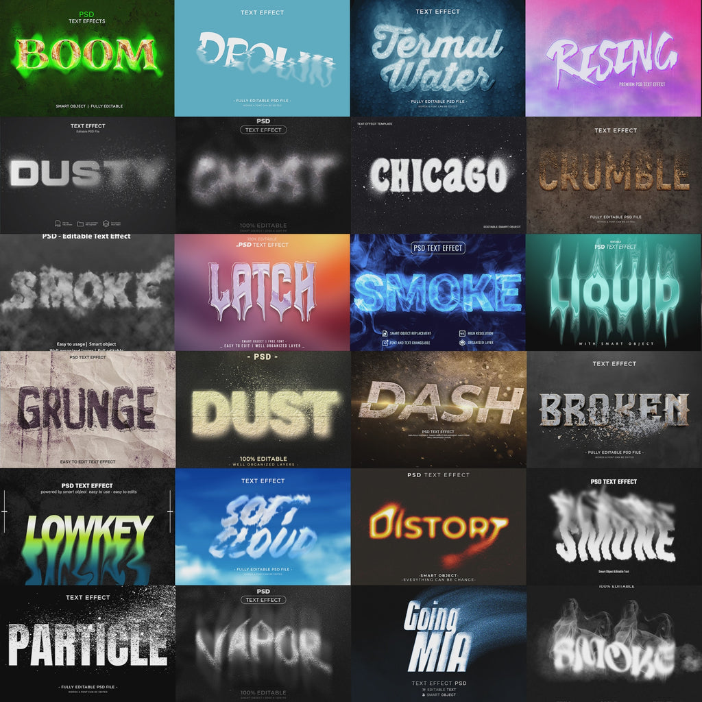 Smoke & Ash FX – 1000+ Editable Smoke, Dust, & Fog Text Effects (PSD ...
