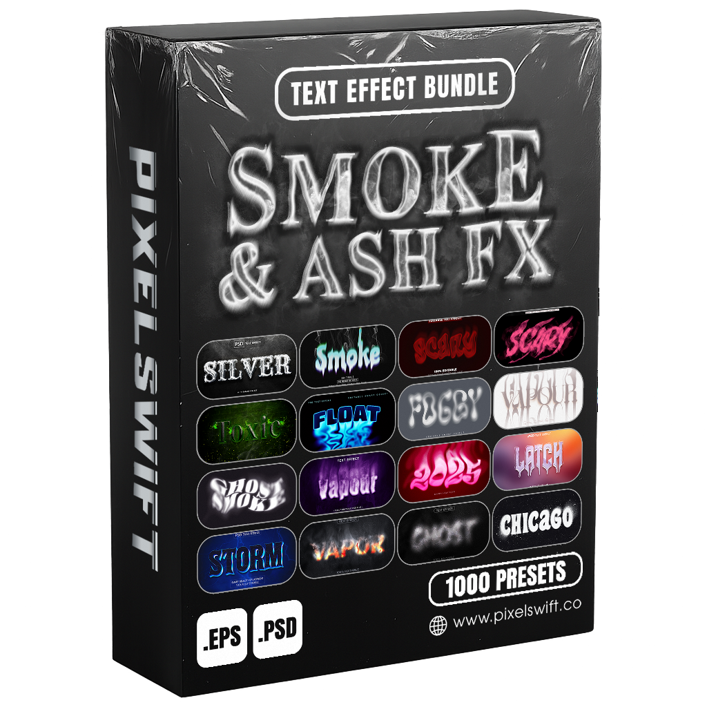 Smoke & Ash FX – 1000+ Editable Smoke, Dust, & Fog Text Effects (PSD + EPS)